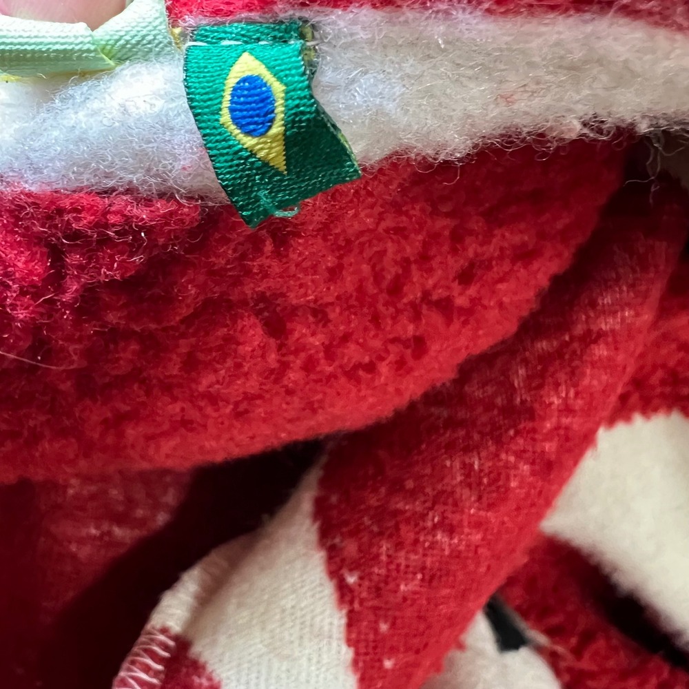 FARM Rio Red White Sherpa Ai Meu Coracao Heart Print Jacket Medium - Picture 12 of 12